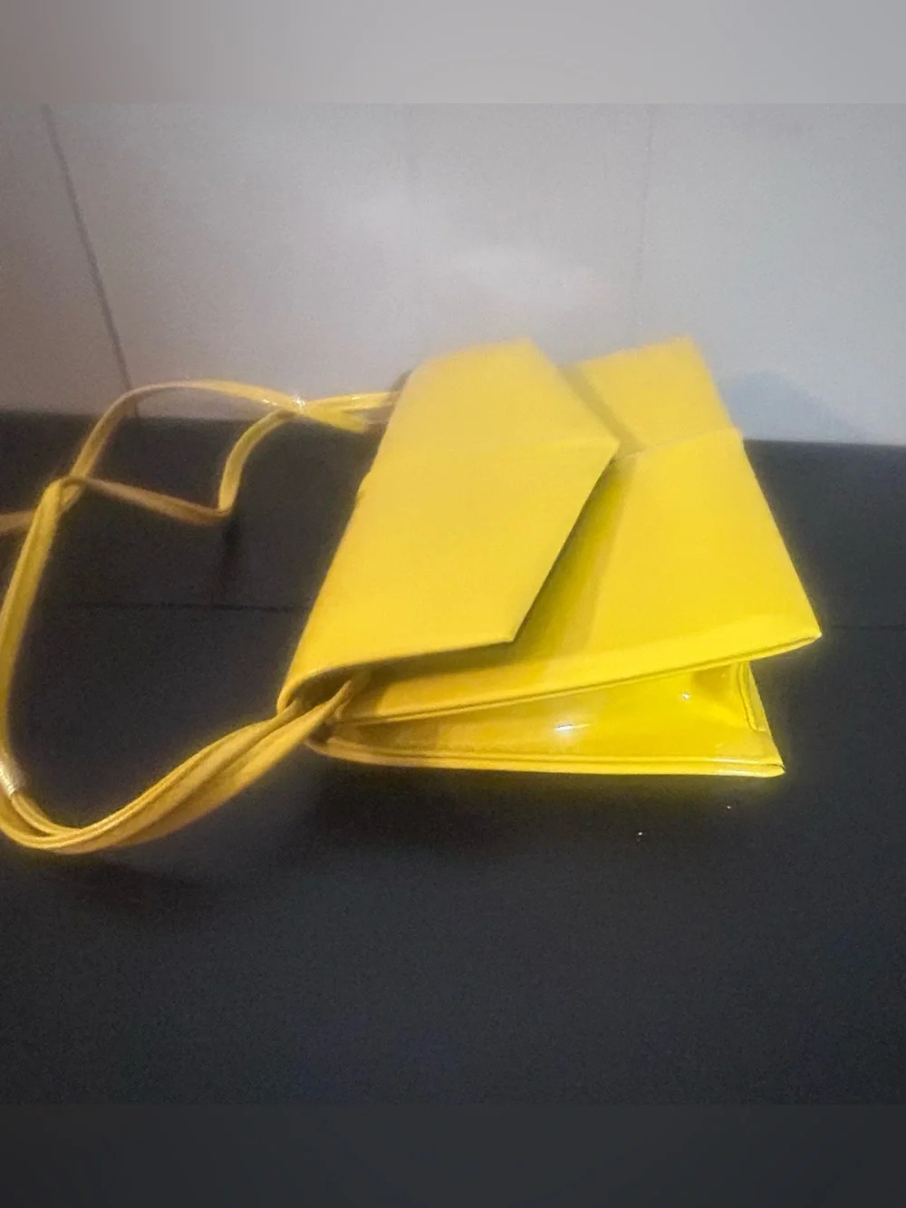 Vintage Yellow Envelope Clutch Crossbody Purse Vinyl Mod 80s Minimalist Handbag